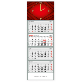 JC 65–68 Kalendarze czterodzielne z kopertą, z zegarem