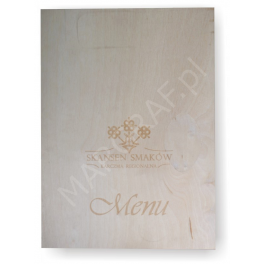 Okładka  menu, drewniana z połączeniem w naturalną skórę grawerowana laserem 1-10 szt.