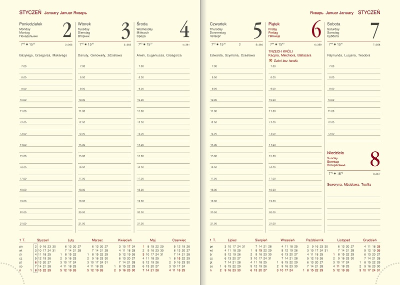 WN1217 Kalendarz B5, układ tygodniowy, VIVELLA